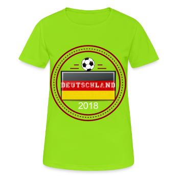 Ballon de football Allemagne 2018 cadeau de jeu - T-shirt respirant Femme - vert néon - Devant - AI Model Female 172 dark (172cm)