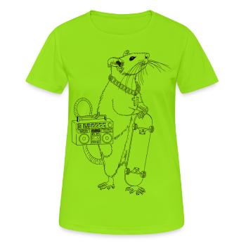 Skater Ratte Hip Hop Rap Skaterratte - Frauen T-Shirt atmungsaktiv - Neongrün - Vorne - AI Model Female 172 dark (172cm)