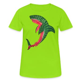 melon shark melon shark fish melon kawaii diving - Women's Breathable T-Shirt - neon green - Front - AI Model Female 172 dark (172cm)