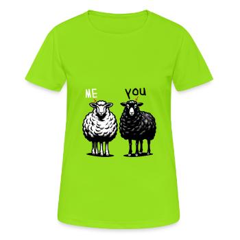 Schafe Schaf ich du - Frauen T-Shirt atmungsaktiv - Neongrün - Vorne - AI Model Female 172 dark (172cm)