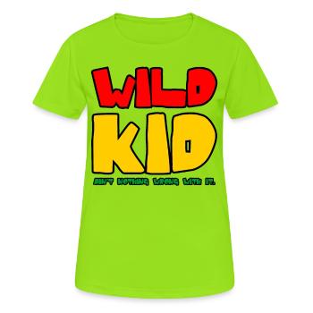 Wild Child Saying in Thick Font - Women's Breathable T-Shirt - neon green - Front - AI Model Female 172 dark (172cm)