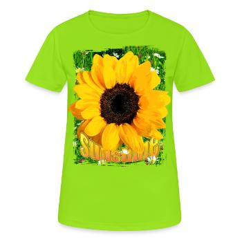 sunshine sunflower flower meadow - Women's Breathable T-Shirt - neon green - Front - AI Model Female 172 dark (172cm)