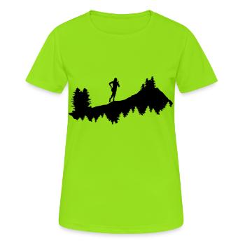 Trail running, running, woman - Women's Breathable T-Shirt - neon green - Front - AI Model Female 172 dark (172cm)