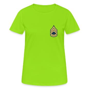 Sergent d'armée américaine First Class OR7-E7 - T-shirt respirant Femme - vert néon - Devant - AI Model Female 172 dark (172cm)