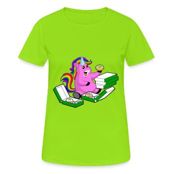 Einhorn Donut süß-Pummeliges Einhorn Geschenk - Frauen T-Shirt atmungsaktiv - Neongrün - Vorne - AI Model Female 172 dark (172cm)