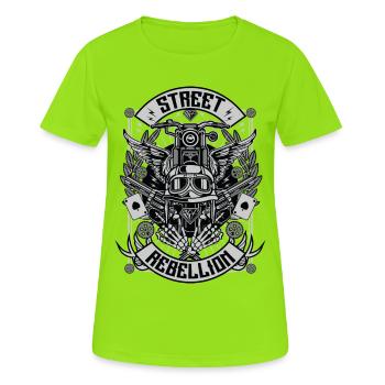 Rue rébellion Motard Rocker Outlaw - T-shirt respirant Femme - vert néon - Devant - AI Model Female 172 dark (172cm)