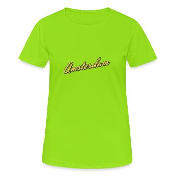 Amsterdam - Frauen T-Shirt atmungsaktiv - Neongrün - Vorne - AI Model Female 172 dark (172cm)