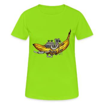 Banane avec la technique du moteur rencontre le fruit - T-shirt respirant Femme - vert néon - Devant - AI Model Female 172 dark (172cm)