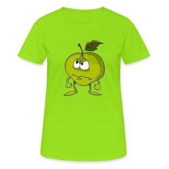 Grimmiges grünes Apfelgesicht - Frauen T-Shirt atmungsaktiv - Neongrün - Vorne - AI Model Female 172 dark (172cm)