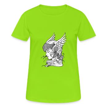 Valkyrie Flügel Gefallener Engel Kriegerin Frau - Frauen T-Shirt atmungsaktiv - Neongrün - Vorne - AI Model Female 172 dark (172cm)