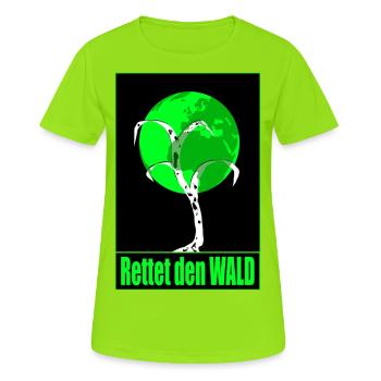 Rettet den WALD - grüner Planet - Baum - Frauen T-Shirt atmungsaktiv - Neongrün - Vorne - AI Model Female 172 dark (172cm)
