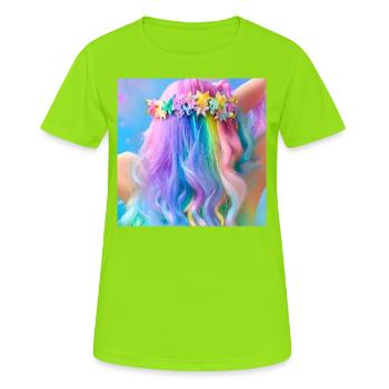 RAINBOW COLORS - COLORFUL HAIR - Women's Breathable T-Shirt - neon green - Front - AI Model Female 172 dark (172cm)