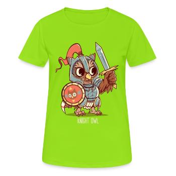 Chevalier Chouette Animal Pun Chemise - T-shirt respirant Femme - vert néon - Devant - AI Model Female 172 dark (172cm)
