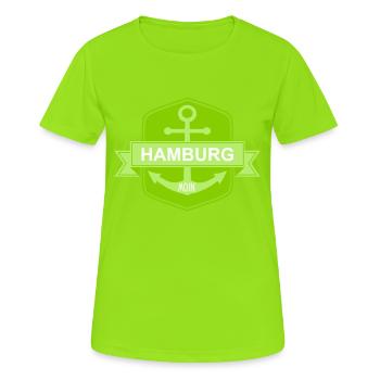 Hamburger Ankerplatz - Frauen T-Shirt atmungsaktiv - Neongrün - Vorne - AI Model Female 172 dark (172cm)