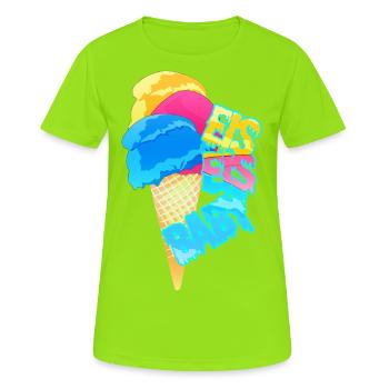 Eis Eis Baby - Waffeltüte mit Eiskugeln - Frauen T-Shirt atmungsaktiv - Neongrün - Vorne - AI Model Female 172 dark (172cm)