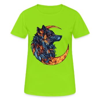 Lune du loup - T-shirt respirant Femme - vert néon - Devant - AI Model Female 172 dark (172cm)