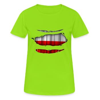 Poland flag torn 017 - Women's Breathable T-Shirt - neon green - Front - AI Model Female 172 dark (172cm)