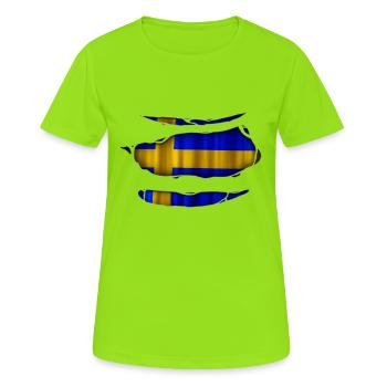 Sweden flag torn 017 - Women's Breathable T-Shirt - neon green - Front - AI Model Female 172 dark (172cm)