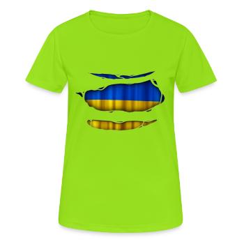 Ukraine Flag Torn 017 - Women's Breathable T-Shirt - neon green - Front - AI Model Female 172 dark (172cm)