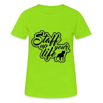 ÉQUIPEZ VOTRE VIE American Staffordshire Wilsigns - T-shirt respirant Femme - vert néon - Devant - AI Model Female 172 dark (172cm)