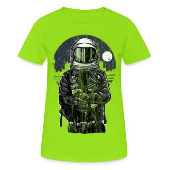 ASTRONAUT REBELL - Funny Astronaut Gift - Women's Breathable T-Shirt - neon green - Front - AI Model Female 172 dark (172cm)