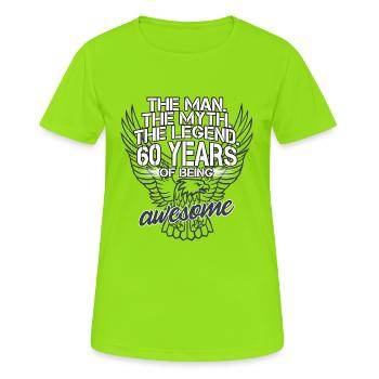 Cadeau pour 60e anniversaire 60 ans de légende - T-shirt respirant Femme - vert néon - Devant - AI Model Female 172 dark (172cm)