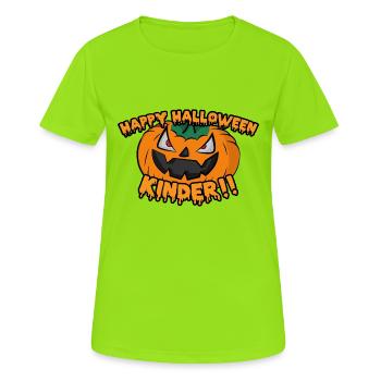 Kuerbis - Happy Halloween Kinder!! - Frauen T-Shirt atmungsaktiv - Neongrün - Vorne - AI Model Female 172 dark (172cm)