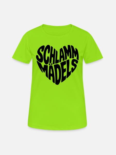 Schlamm Mädels - Frauen T-Shirt atmungsaktiv - Neongrün