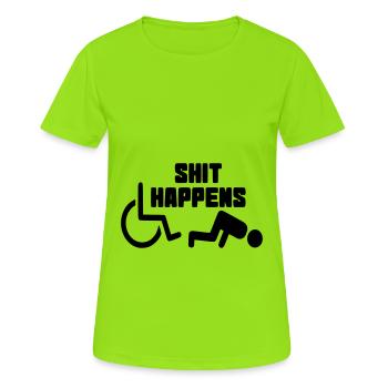 Manchmal hat man auch Pech mit dem Rollstuhl # - Frauen T-Shirt atmungsaktiv - Neongrün - Vorne - AI Model Female 172 dark (172cm)