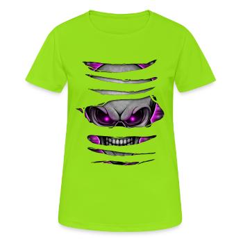 Crâne Aufgerissen 005 - T-shirt respirant Femme - vert néon - Devant - AI Model Female 172 dark (172cm)