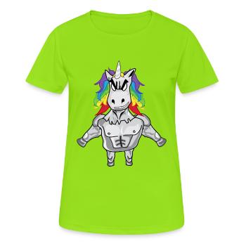 Muskel Einhorn - Frauen T-Shirt atmungsaktiv - Neongrün - Vorne - AI Model Female 172 dark (172cm)