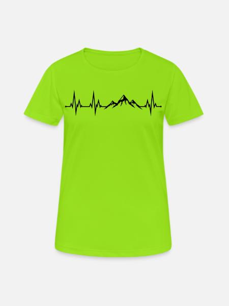 Hiking Heartbeat Mountains Hike Bike Mountain Bike - Women's Breathable T-Shirt - neon green
