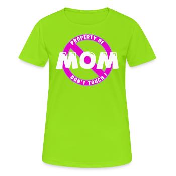 Propriété de maman, blanc .En - T-shirt respirant Femme - vert néon - Devant - AI Model Female 172 dark (172cm)