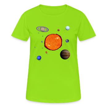 Unser Sonnensystem! - Frauen T-Shirt atmungsaktiv - Neongrün - Vorne - AI Model Female 172 dark (172cm)