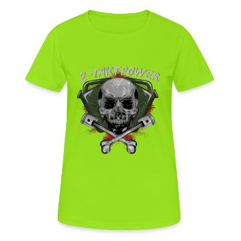 2 stroke power skull skull piston - Women's Breathable T-Shirt - neon green - Front - AI Model Female 172 dark (172cm)