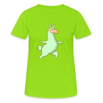 Lama - Frauen T-Shirt atmungsaktiv - Neongrün - Vorne - AI Model Female 172 dark (172cm)