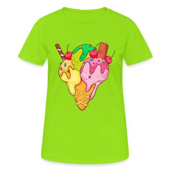 Crème glacée, crème glacée, crème glacée, crème glacée, boule, crème glacée, sundae - T-shirt respirant Femme - vert néon - Devant - AI Model Female 172 dark (172cm)