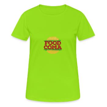 Alimentaire Coma Hamburger Fast - T-shirt respirant Femme - vert néon - Devant - AI Model Female 172 dark (172cm)