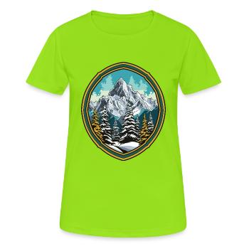 Berge Wald Gipfel Ski - Frauen T-Shirt atmungsaktiv - Neongrün - Vorne - AI Model Female 172 dark (172cm)