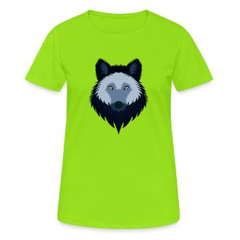Loup bleu femelle - T-shirt respirant Femme - vert néon - Devant - AI Model Female 172 dark (172cm)