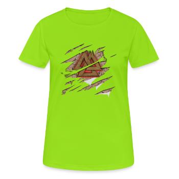 Viking caractère d'Odin - T-shirt respirant Femme - vert néon - Devant - AI Model Female 172 dark (172cm)