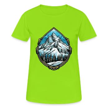Alpen Eisberge Berg Gipfel - Frauen T-Shirt atmungsaktiv - Neongrün - Vorne - AI Model Female 172 dark (172cm)