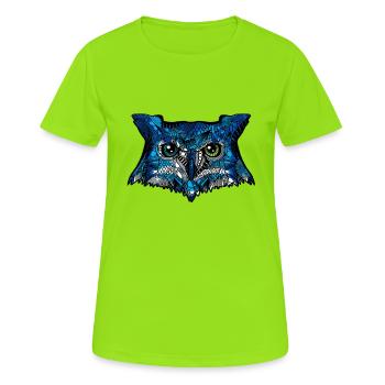 Eule - Frauen T-Shirt atmungsaktiv - Neongrün - Vorne - AI Model Female 172 dark (172cm)