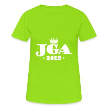 Enterrement de vie de garçon 2025 Enterrement de vie de garçon - T-shirt respirant Femme - vert néon - Devant - AI Model Female 172 dark (172cm)