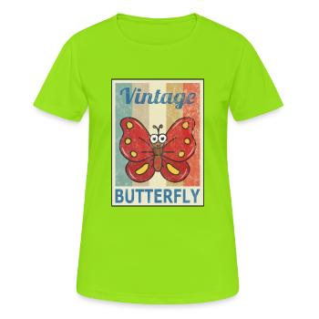 Schmetterling Vintage Retro Style Grunge - Frauen T-Shirt atmungsaktiv - Neongrün - Vorne - AI Model Female 172 dark (172cm)