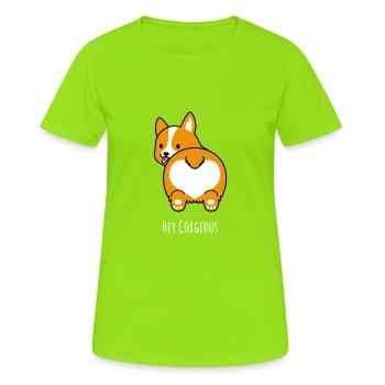 Corgi Gorgeous Hund Welpe flauschig - Frauen T-Shirt atmungsaktiv - Neongrün - Vorne - AI Model Female 172 dark (172cm)