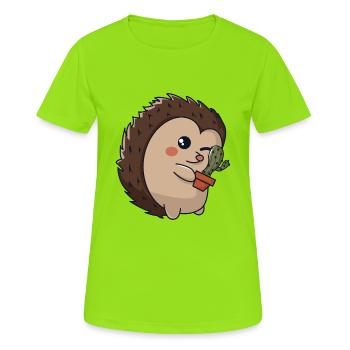 Hérisson épineux - T-shirt respirant Femme - vert néon - Devant - AI Model Female 172 dark (172cm)