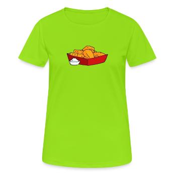Poulet Nuggets Poulet Nuggs Fast Food Hunger - T-shirt respirant Femme - vert néon - Devant - AI Model Female 172 dark (172cm)