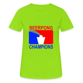 Beerpong Champions idée cadeau - T-shirt respirant Femme - vert néon - Devant - AI Model Female 172 dark (172cm)
