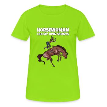 Funny Horses Women Design Stuntman Stunts - Women's Breathable T-Shirt - neon green - Front - AI Model Female 172 dark (172cm)